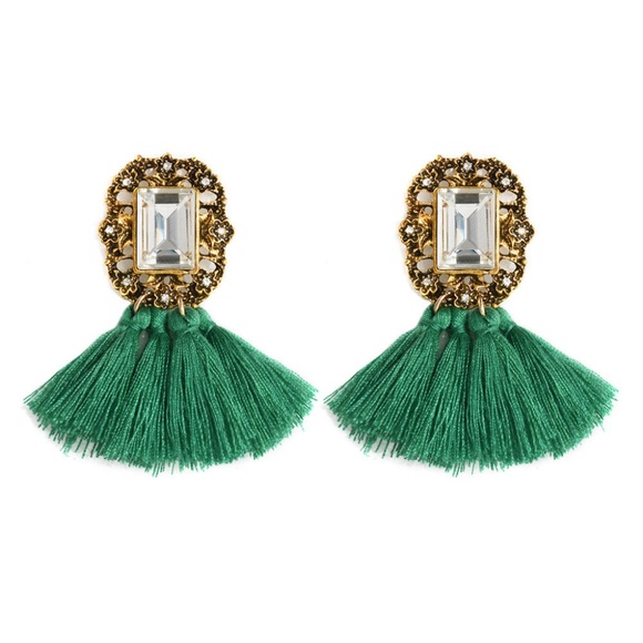 Fashion Jewelry Jewelry - ☘️Green☘️ Boho Fringe Tassel & Crystal Earrings